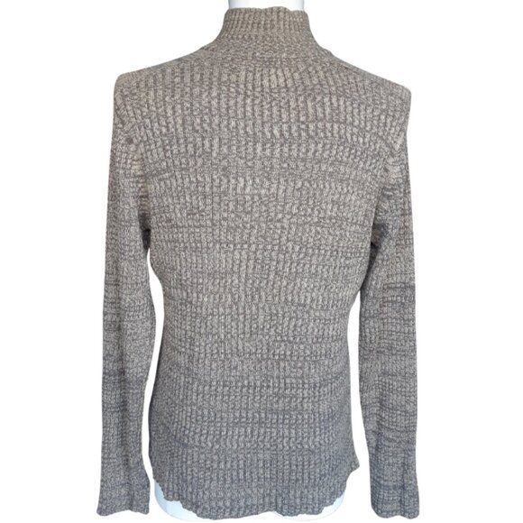 Calvin Klein Jeans SZ M 100% Cotton Taupe & Beige Ribbed 1/4 Zip Men's Sweater - Picture 2 of 16